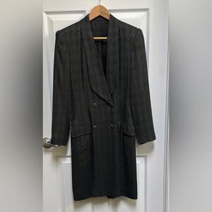 Long Black Double-Breasted Women's Blazer Coat or Suit Dress